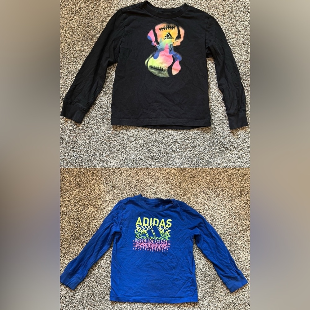 Adidas Kids Black and Blue Long Sleeve Tees